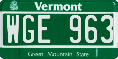 VT license plate WGE963