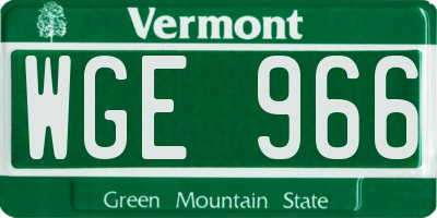 VT license plate WGE966
