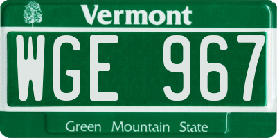 VT license plate WGE967