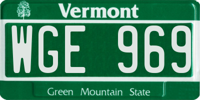 VT license plate WGE969