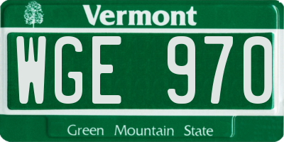 VT license plate WGE970