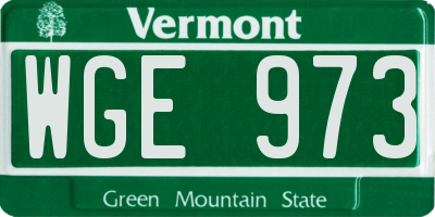 VT license plate WGE973
