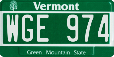 VT license plate WGE974