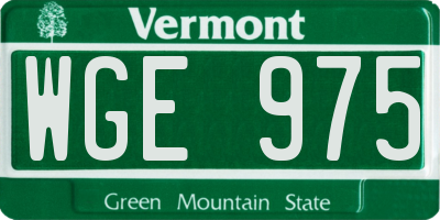 VT license plate WGE975