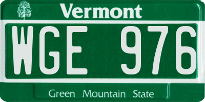 VT license plate WGE976