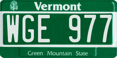 VT license plate WGE977