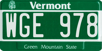 VT license plate WGE978