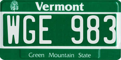 VT license plate WGE983