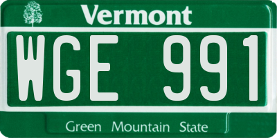 VT license plate WGE991