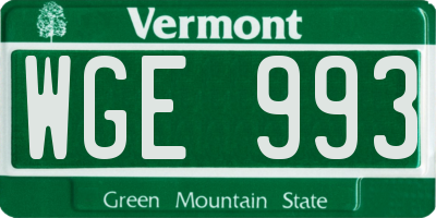 VT license plate WGE993
