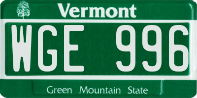 VT license plate WGE996