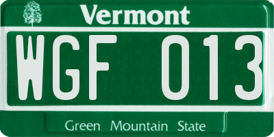 VT license plate WGF013
