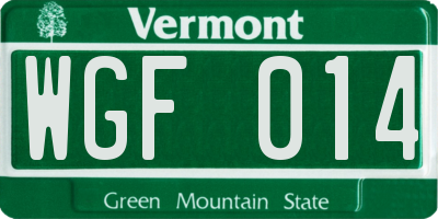 VT license plate WGF014
