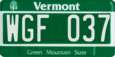 VT license plate WGF037