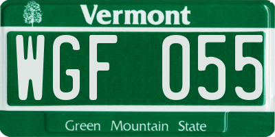 VT license plate WGF055