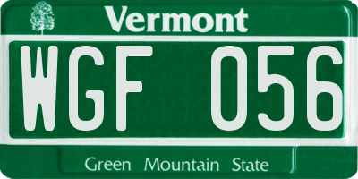 VT license plate WGF056