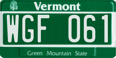 VT license plate WGF061