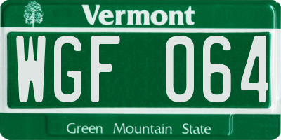 VT license plate WGF064
