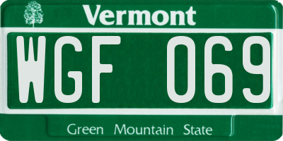 VT license plate WGF069