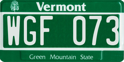 VT license plate WGF073
