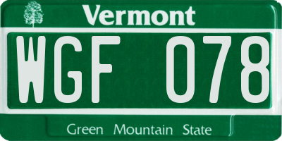 VT license plate WGF078