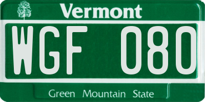 VT license plate WGF080