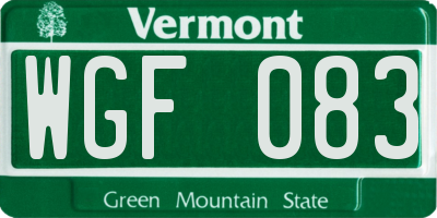 VT license plate WGF083
