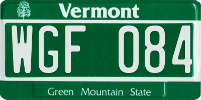 VT license plate WGF084