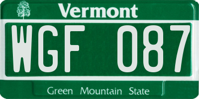 VT license plate WGF087