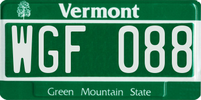 VT license plate WGF088