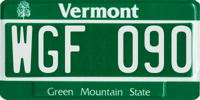 VT license plate WGF090