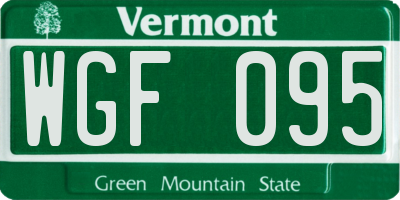 VT license plate WGF095