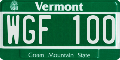 VT license plate WGF100