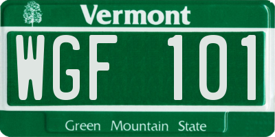 VT license plate WGF101