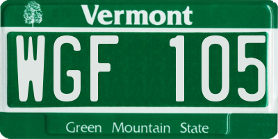 VT license plate WGF105