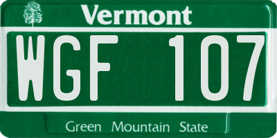 VT license plate WGF107