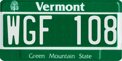 VT license plate WGF108
