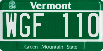 VT license plate WGF110