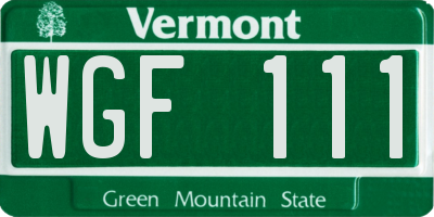 VT license plate WGF111