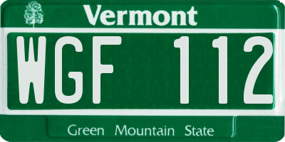 VT license plate WGF112