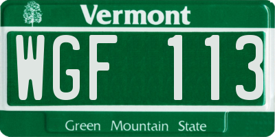 VT license plate WGF113