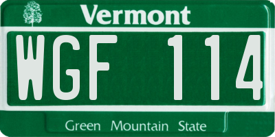 VT license plate WGF114