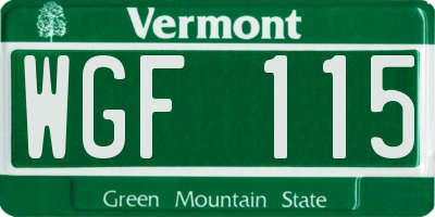 VT license plate WGF115