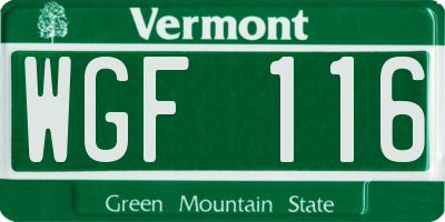 VT license plate WGF116