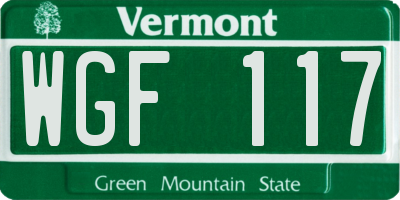 VT license plate WGF117