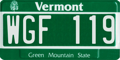 VT license plate WGF119