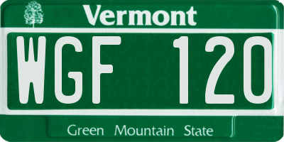 VT license plate WGF120