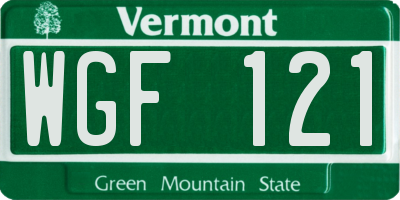 VT license plate WGF121
