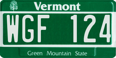 VT license plate WGF124