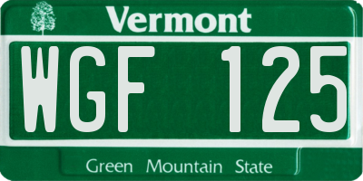 VT license plate WGF125